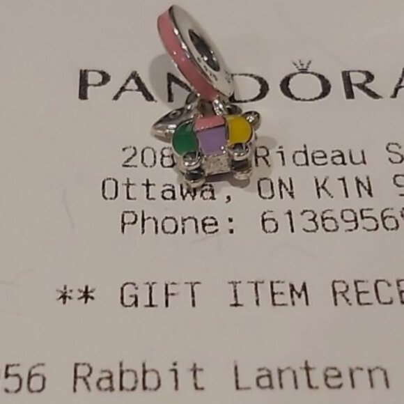 Auth PANDORA *RETIRED* Sterling Silver Rabbit Lantern Enamel Charm 797603ENMX - Picture 5 of 11